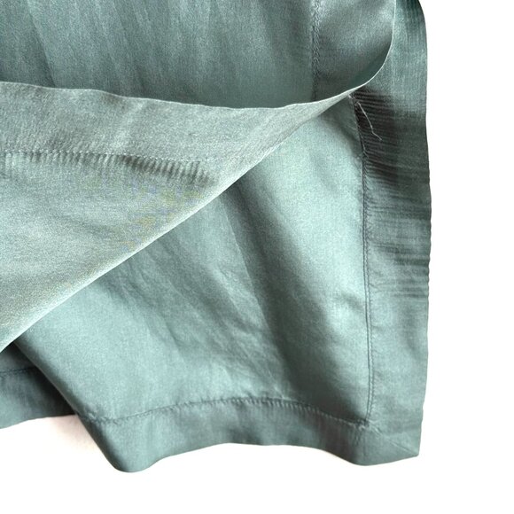 Bogari 100% Silk Tunic Button Front Satin Blouse Top Womens L Green Sage - Picture 5 of 9